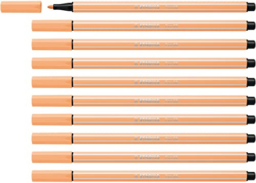 Premium fiberpenna – STABILO Pen 68 – förpackning med 10 – ljusorange
