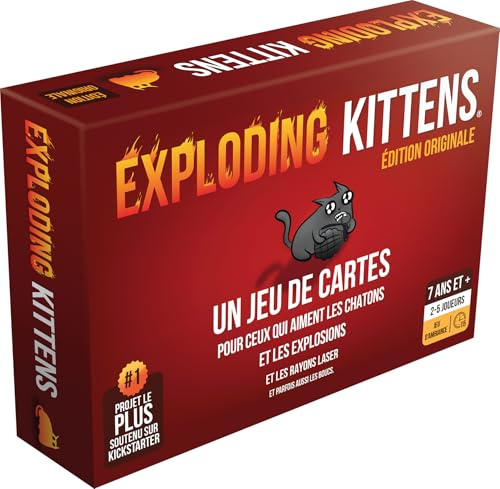Asmodee Exploding Kittens Jeu de Base - Jeu de Cartes d'Ambiance Hilarant pour Adultes & Enfants dès 7 Ans - Evitez Les Châtons Explosifs - Jeux de Société 2 à 5 Joueurs - 15 Min - en Français