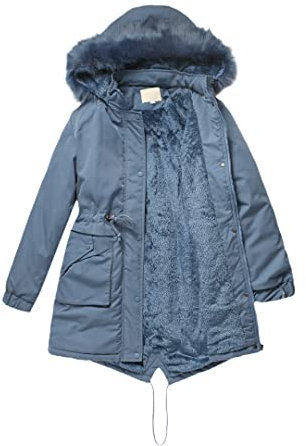 GN Schwarz mit Fellmütze, dicke und warme Damen-Winter-Bomberjacke, gepolstert, Übergröße, Jacke, 69805 6, 48