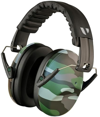 Vanderfields Casque antibruit Premium - Réduction du son à large spectre 33,2 ​dB à 2 ​000 ​Hz - Casque anti-bruit - Adultes + Adolescents - Camouflage