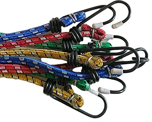 all-around24 Gepäckspanner-Set 16-teilig Für Ladesicherungen Aller Art Expander Spanngummi mit 2 Haken Universal Gummispanner für Auto & Fahrrad Spanngummi Zeltgummis Mehrfarbig (16 Stück 75cm)