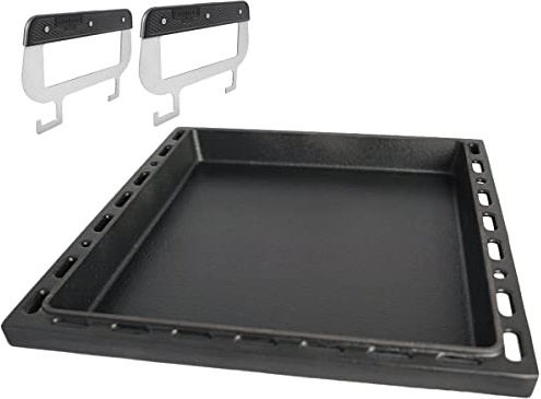 SANTOS einsetzbare Grillpfanne/Einsatzpfanne mit Griffen - Gusseisen Plancha - 31,5x48x4,6cm - versch. Broil King & Weber Gasgrills - Paella,Schnitzel