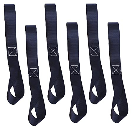 6 Stück Befestigungsschlaufen, 25 x 400 mm, weicher Schlaufen-Spanngurt, robuste Nylon-Spanngurte für ATV, UTV, Motorrad – Schwarz