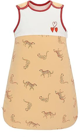 Winterschlafsack Baby mit Reißverschluss Baumwolle Winter 2.5 TOG Babyschlafsack ärmellos Warmer Kinder Schlafsack 0-18 Monate (Leopard, S)