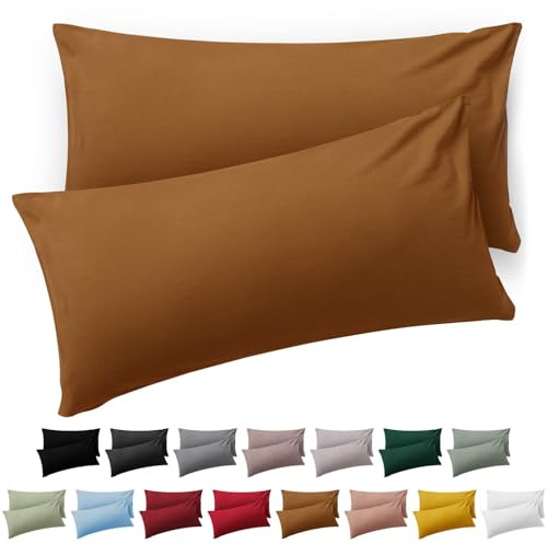 Blumtal Kissenbezug 50 x 70, 2 Stück - Oeko-TEX zert. Kissenbezüge 100% Mikrofaser in extra weich & waschmaschinenfest - Bezug Kissen 50x70 Braun