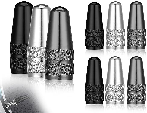 KAPSING 6 pièces Bouchons de Valve de vélo français, Bouchons de Valve français en Aluminium Multicolores (Noir, Argent, Gris Titane)