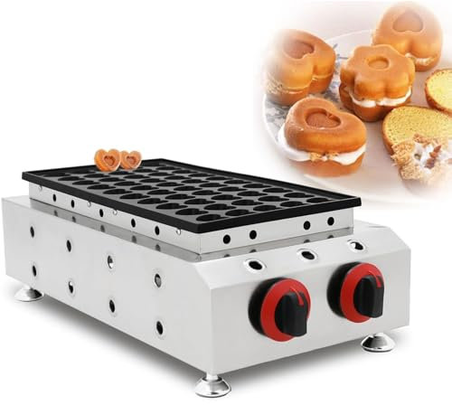 HSRG 50 Holes Dorayaki Maker, Mini Heart Pancake Baker Maker, Waffle Baking Machine with Non-Stick Coating, Commercial LPG Gas Waffle Maker, for Kitchen Commercial