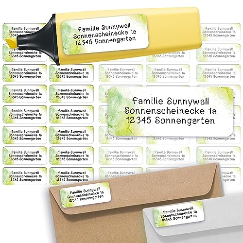 Adressaufkleber Pattern - Green Absenderetiketten personalisiert 110 Stück | Etiketten mit Wunschadresse Namensaufkleber Schule Adresslabel Ordner Büro Alltag klar bedruckt selbstklebend