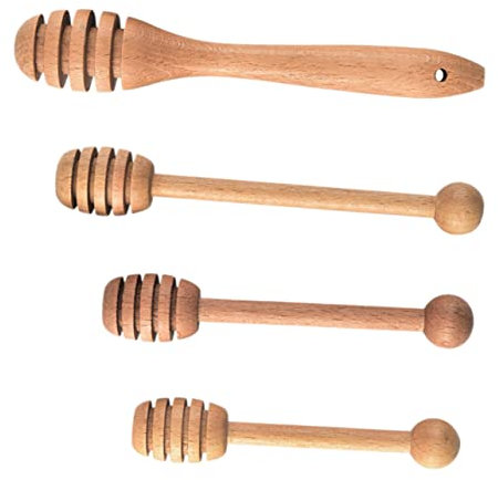 HAKIDZEL 4 Piezas Palillo De Miel Cuchara para Remover Miel Cucharada De Miel Pequeña Cucharón De Miel De Madera Agitadores De Cuchara De Miel Varilla De Cuchara De Miel Café Reutilizable