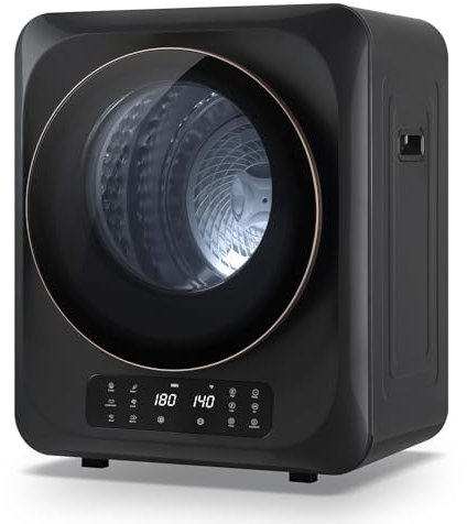 Asciugatrice ventilata da 4kg, asciugatrice frontale compatta compatta da 850 W con 6 impostazioni di calore, display digitale LCD, asciugatrice portatile con vasca in acciaio inossidabile con timer (