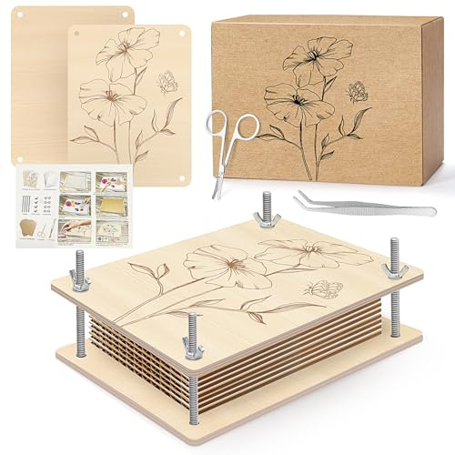 YZNlife Stor blompress för vuxna barn – 16 x 21 cm 10 lager gör-det-själv trä blompress-kit bra present till gör-det-själv-konst- och hantverksälskare