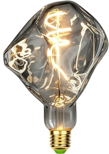 TIANFAN Vintage LED-Glühbirne G125, speziell geformter Stein, 2000 Kelvin, 4 W, dimmbar, 220–240 V, dekorative Edison-Glühbirne E27 Rauch