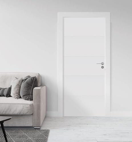 Sticker Porte Blanche 3D Trompe l'Oeil - Papier Peint Autocollant de Décoration Mural pour Salon Chambre - Poster Porte 85x200 cm a3425