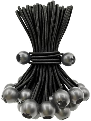 BINCKIN Bungee Balls 25 Pcs, 6 Inch Bungee Cords with Balls, Tent Accessories for Camping Tarp, Tents, Canopy and Fixings (Black)