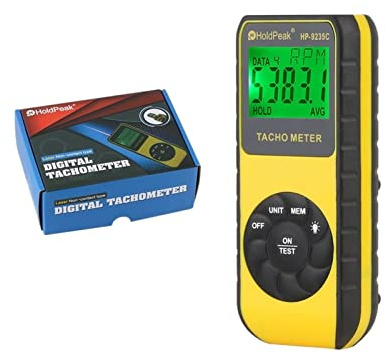Lampe stroboscopique numérique, stroboscope, Tachomètre à contact numérique Tachymètre Speed ​​Metter RPM Tachomètre Auto Tachomètre non en contact 7.0-99 999rpm Data Hold, max/min/Avg pour la dét