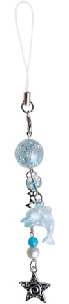 Hattba Delfin-Perlen-Anhänger, Handy-Charm, Handykette, funktionaler Schlüsselanhänger, Ornament, Schlüsselanhänger für Tasche, Geldbörse, Rucksack