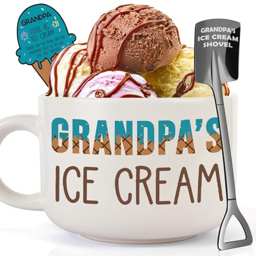 YUEYUQIU Grandpa Gifts for Birthday - Grandpa's Ice Cream Bowl Set Gift