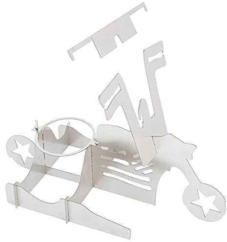 Soporte para Pollo en Forma de Motocicleta, Rejilla para Asar Barbacoa con Anillo para Lata de Cerveza para Asar Pollo, Pavo, Pato y Ganso, Acero Inoxidable, Apto para