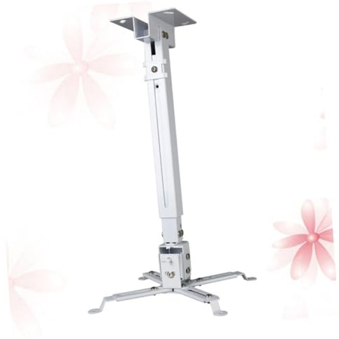 Soporte de Techo para Proyector de 15kg en Hierro Ajustable | Montaje Flexible Cuatro Brazos Dobles, Canal Regulable y Placa de Techo, Blanco