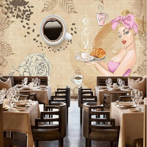 Tzxztt Beauty Café Teehaus Moderne 3D Tapete Geprägte Seide Neutrale Töne Material Ideal Für Wohnzimmer Schlafzimmer-400cm×280cm