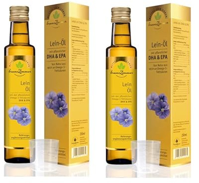 MZL Leinöl mit DHA und EPA 250ml Flaschen, 2er-Pack | Omega 3 Öl, Vegan