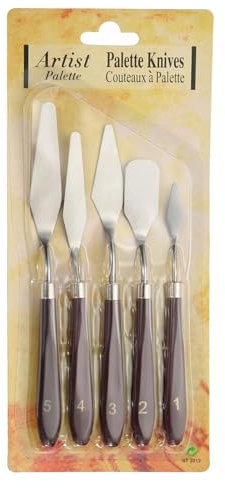 YOKIVE 5 Pcs Stainless Steel Palette Knife, Professional Art Spatula Set Oil Painting Accessories Color Mixing Scraper with Plastic Handle, Great for Canvas Acrylic Painting (Red)