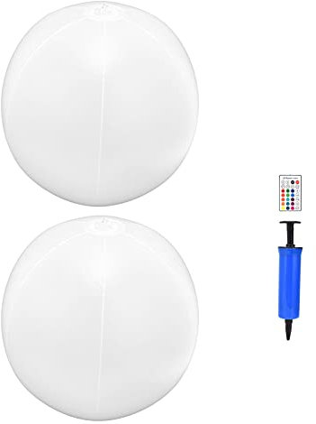 OKOVO Lot de 2 lampes flottantes pour piscine, boule flottante solaire à LED, 16 couleurs changeantes, veilleuses à intensité variable avec télécommande pour étang, jardin, cour, fête,