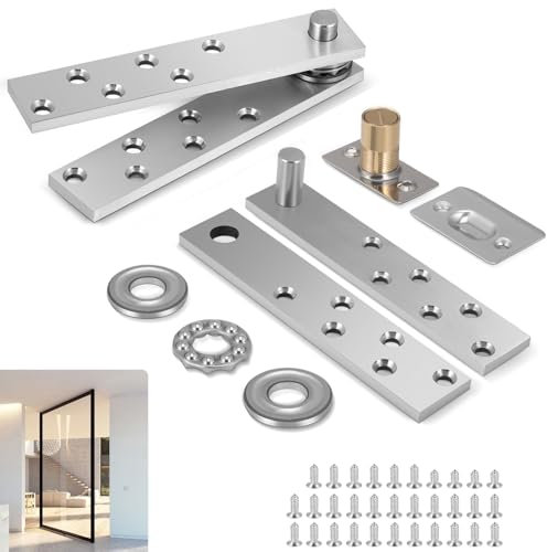 Luqixcey Hidden Door Hinges, Stainless Steel, Classic Style, Silver, 360° Rotation, Heavy Duty, Max 300lb, for Hidden Door, Secret Door & Bookshelves