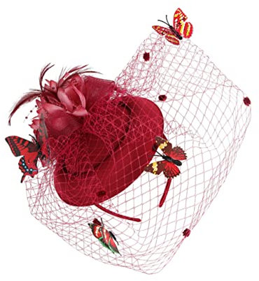 ROMISBABA 1stück Netz- Mini-Hut Haarband Haarschmuck Für Frauen Eleganter Kopfschmuck Für Hochzeiten Und Partys Leicht Und Tragbar Weinrot