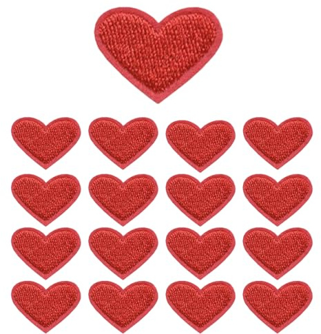 Lsydgn 48 Stück Rote Herz Patches Zum Aufbügeln, 2.5x2cm Aufnäher Zum Aufbügeln, Rote Gestickte Flicken Aufbügelflicken Bügelbilder, Dekorative Flicken Für Kleidung, Hosen, Rucksäcke, Hüte, Jeans
