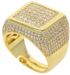 Ring Ringe Damen Bijouterie Herren Hochwertiger Iced Out Bling Herren Hip Hop Cooler Fingerschmuck Mikrogepflasterter Geometrischer Quadratischer Verlobungsring In Der Größe Veränderbar Go