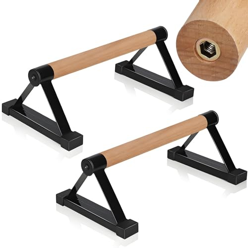 BLOGLOER Liegestützgriffe, Parallettes, Handstand Barrenm, 2x Rutschfete Holz Calisthenics Equipment 50cm für Indoor & Outdoor, Push Up Bars Geeignet für Heim-Fitness für Ganzkörper Training