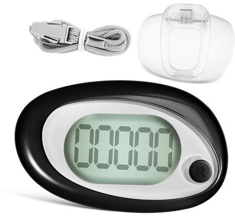 Abaodam Podómetro para Caminar con Clip y Cordón, Contador de Pasos Portátil con Función Reset y Conteo Preciso, Diseño Compacto de Plástico para Adultos y Personas Mayores