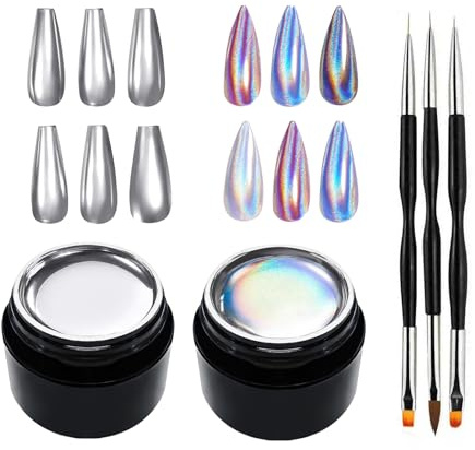 GZSYY UV Nagellack Mirror Effekt 2PCS Laser Gellack Chrom Lack Nail Art Metallic Nagellack Spiegel