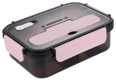 LABRIMP Boîte à Lunch Hermétique en Plastique 1500ml avec Compartiments et Porte-couverts, Design à Deux Divisions, Couverts Inclus, pour Bureau ou École