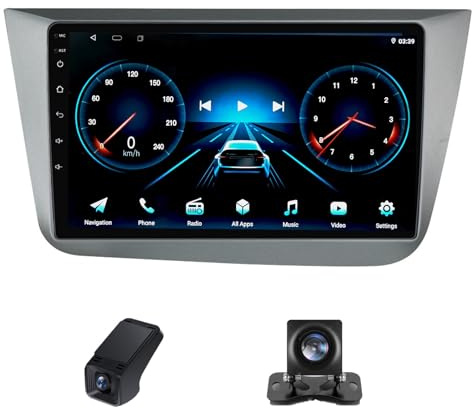 CarPlay&Android Auto Autoradio 2Din,per Seat Altea 5P 2004-2015 Toledo 5P III 3 2004-2009 ricevitore multimediale digitale da9 pollici radio 2DIN con schermo telecamera posteriore(NF-1)