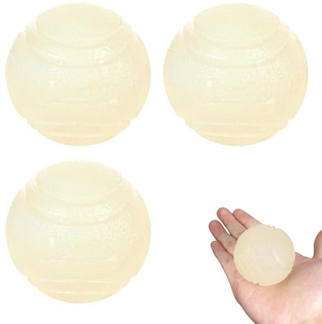 JcvPot 3 Stück Glow In The Dark Hundeball, 5cm Hundeball Unzerstörbar, Hund Interaktive Hund Ball Mit Hoher Sprungkraft, Leuchtende Gummi-Hundebälle Für Abendliche Spiele Und Zahnreinigung