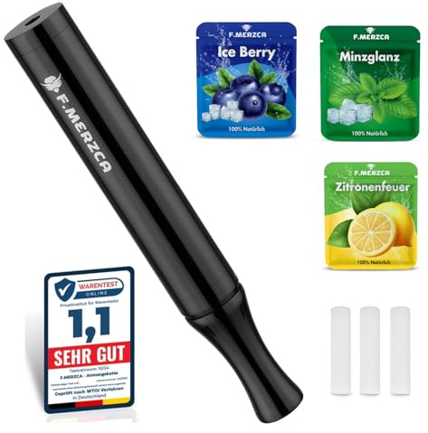 F.MERZCA® Geschmacksfilter Set – 9 nikotinfreie Filter mit Geschmack (Zitrone, Orange, Mango) für Genussvolles Rauchen Aufhören, Rauchentwöhnung (Schwarz Glanz)