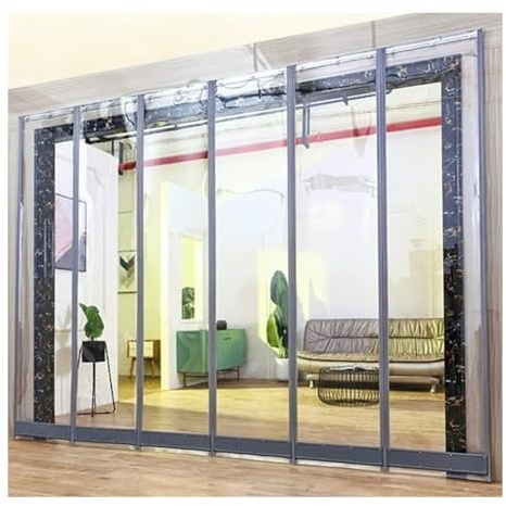 Rideau Magnétique En PVC, Kit D'isolation Pour Porte De Garage - Comprend Un Rail, Portes Moustiquaires Pour Entrées Commerciales, Entrepôts, Usines(6pcs,0.4x2m)