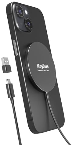 Cargador inalámbrico magnético 2 en 1 Cargador mag~Safe Diseño de aleación de Aluminio ultradelgado Compatible con iPhone 17/16/15/14/13/12 Series y AirPods 4/3/2/Pro (Negro Basalto)