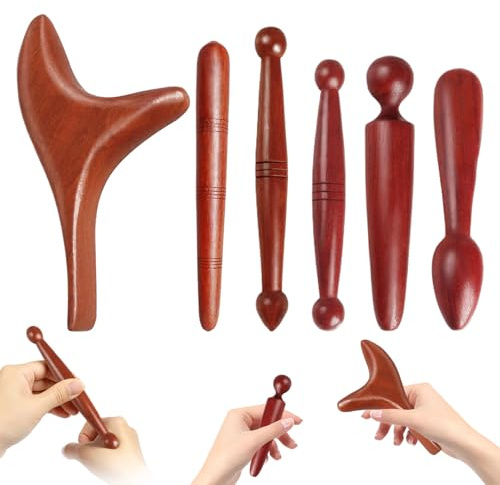 6 Stück Massagestab Holz, Triggerpunkt Drücker Holz, Trigger Massage Zubehör, Wird Zur Entspannung Von Füßen, Nacken, Rücken, Schultern, Beinen und Armen Verwendet