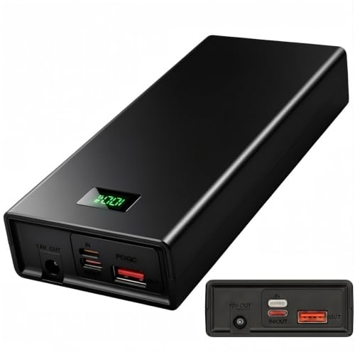 Batterie Externe 10000mAh Charge Rapide PD 30W & QC, Port de Sortie DC 12V/3A pour Vêtements Chauffants et PC Portables, Double Entrée, Power Bank pour iPhone, Samsung, Tablette, Routeur, Smartwatch