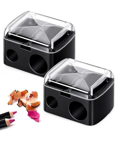 YIPFEN 2 Taille-Crayons Maquillage, Taille-Crayon Universel pour Crayons Cosmétiques, Sourcils, Lèvres, Eyeliner, Lames Précises, Compact et Pratique pour Voyage