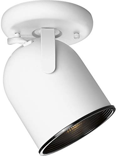 Progress Lighting 1-Light Indoor Ceiling Light and Wall Sconce, Roundback Track Lighting and Spotlight, 1 Adjustable Track Head, 75W Halogen Flush Mount Ceiling Light, White (P6144-30)
