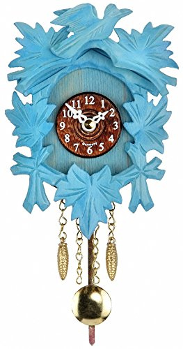 ISDD Kuckulino Black Forest TU 2015 PQ Miniaturuhr mit Quarzwerk und Kuckuckruf, Blau, Batterie enthalten