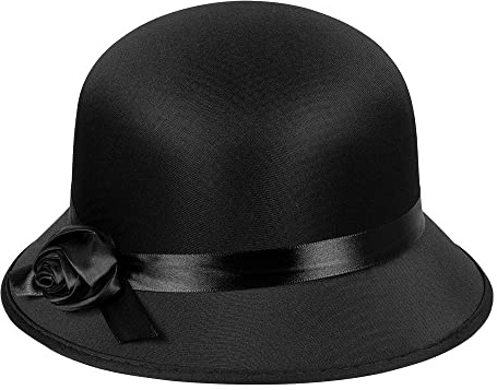 Boland 04309 - Chapeau Charleston, noir, Lady, années 20, chapeau pour femme, Ascot, noblesse, Gatsby, carnaval, Halloween, carnaval, fête à thème