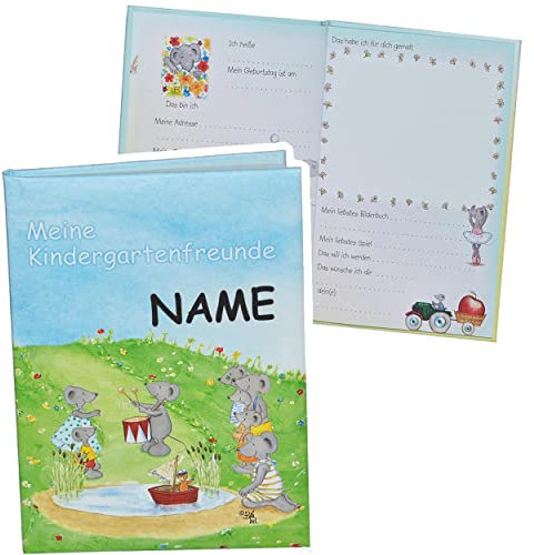 Meine Kindergarten Freunde Buch - Mäuse Tiere für Mädchen/Jungen - mit Namen - dick gebunden für Kindergartenfreunde Poesie A5 Hardcover - Freundebuch Poesi..
