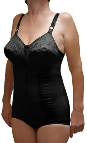 BODYPERFECT Body Contenitivo Donna con Coppe C/D Guaina Modellante con Ganci e Cerniera Frontale, Sostegno Schiena e Addome, Effetto Snellente, Made in Italy