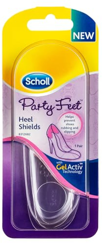 Scholl partyfötter osynliga gelklackskydd, skyddar klackar från gnuggning och glidning - passar de flesta skor, inklusive högklackade och stilettos - universell storlek, 1 par hälsköldar