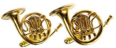 Miniblings Cor chromatique Cor d'harmonie boutons de manchette corne instrument - boutons de chemise à la main, je cufflink Manchettes Je belle boîte en bois inclus - corne instrument Corne française